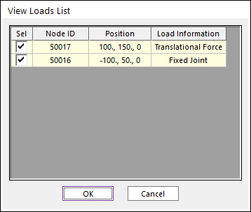 시스템 생성 대체 텍스트:
View L03d5 List 
Node ID 
50017 
POSItlon 
100 
150 , 0 
Load Informatlon 
Translatlonal Force 
FIXed JOInt 
한국卜巨」 